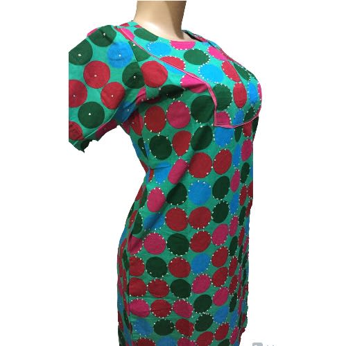 Stoned Ankara Midi Dress With Inner Pocket