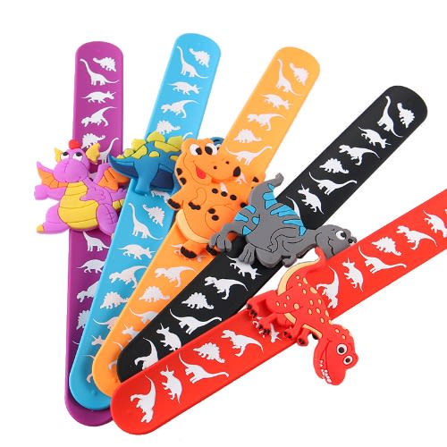 Dinosaur Silicone Slap Bracelets - 6 Pieces