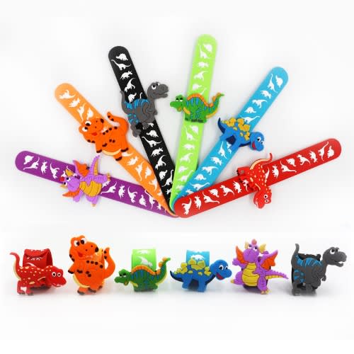 Dinosaur Silicone Slap Bracelets - 6 Pieces