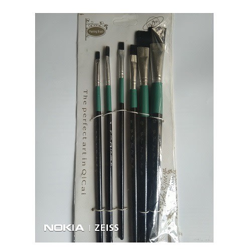 Artist Painting Brush - 6 Sets Flat Black + Green