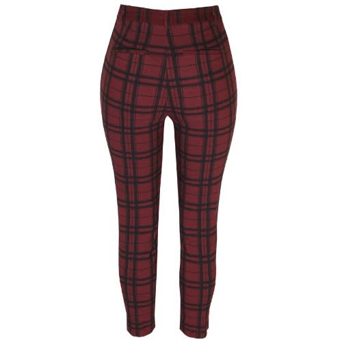Burgundy Check Jeggings