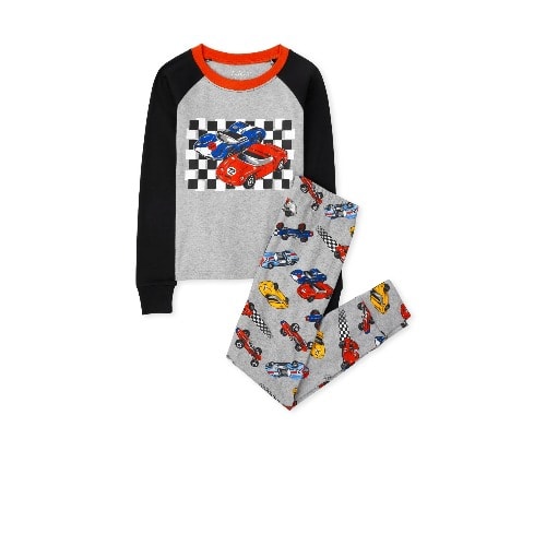 Boys Reglan Cars Snug Fit Cotton Long Sleeve Pyjamas Sleepwear- Grey