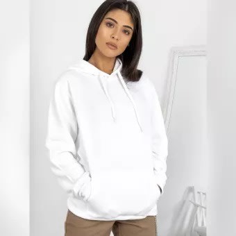 Women's White Plain Hoody Sweatshirt