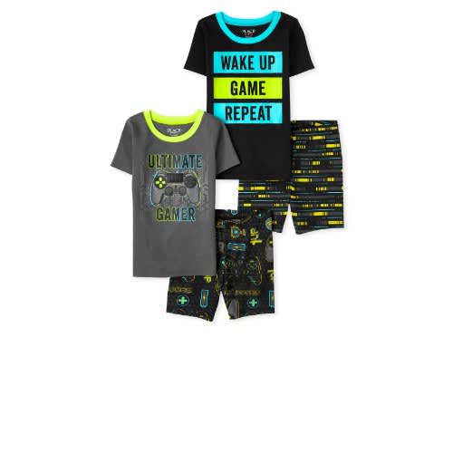 Boys Wake Up Ultimate Gamer Snug Fit Cotton Pyjamas Sleepwear- 4Pieces