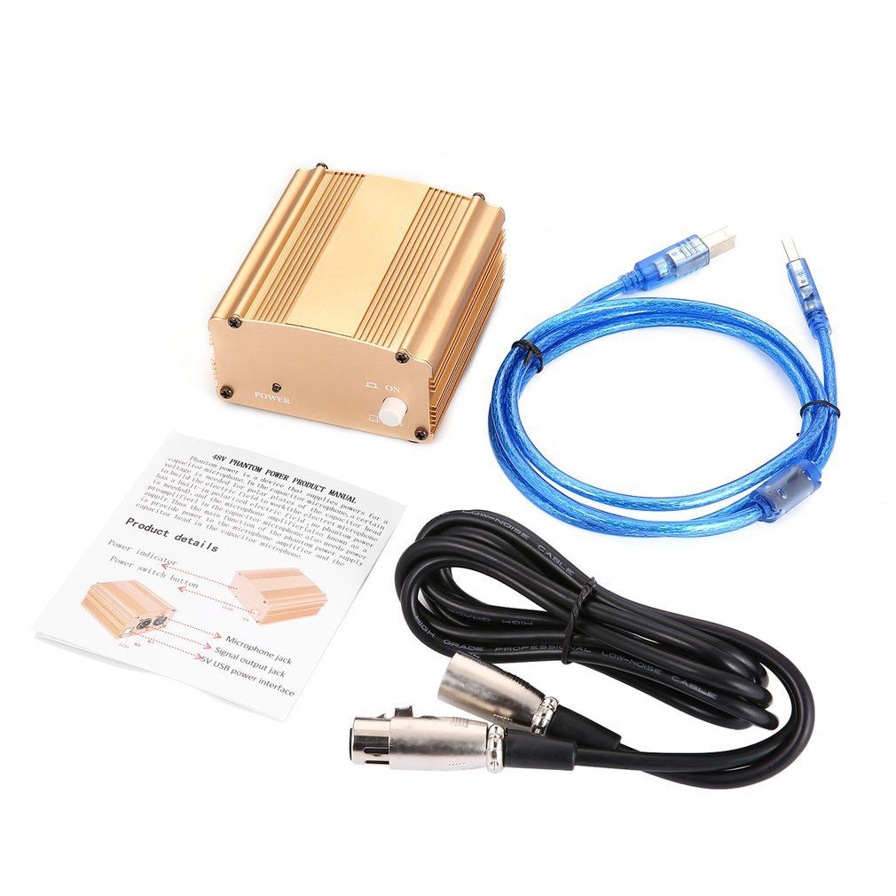 48V USB Phantom Power Supply USB2.0 Cable Dual Plug