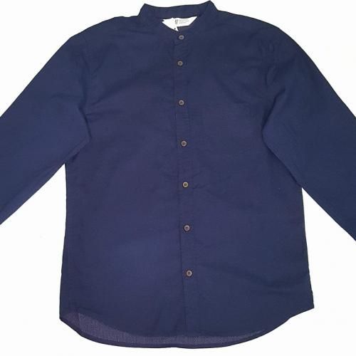 Dotted Boy's Cotton Long Sleeve Party Formal Shirt- Blue
