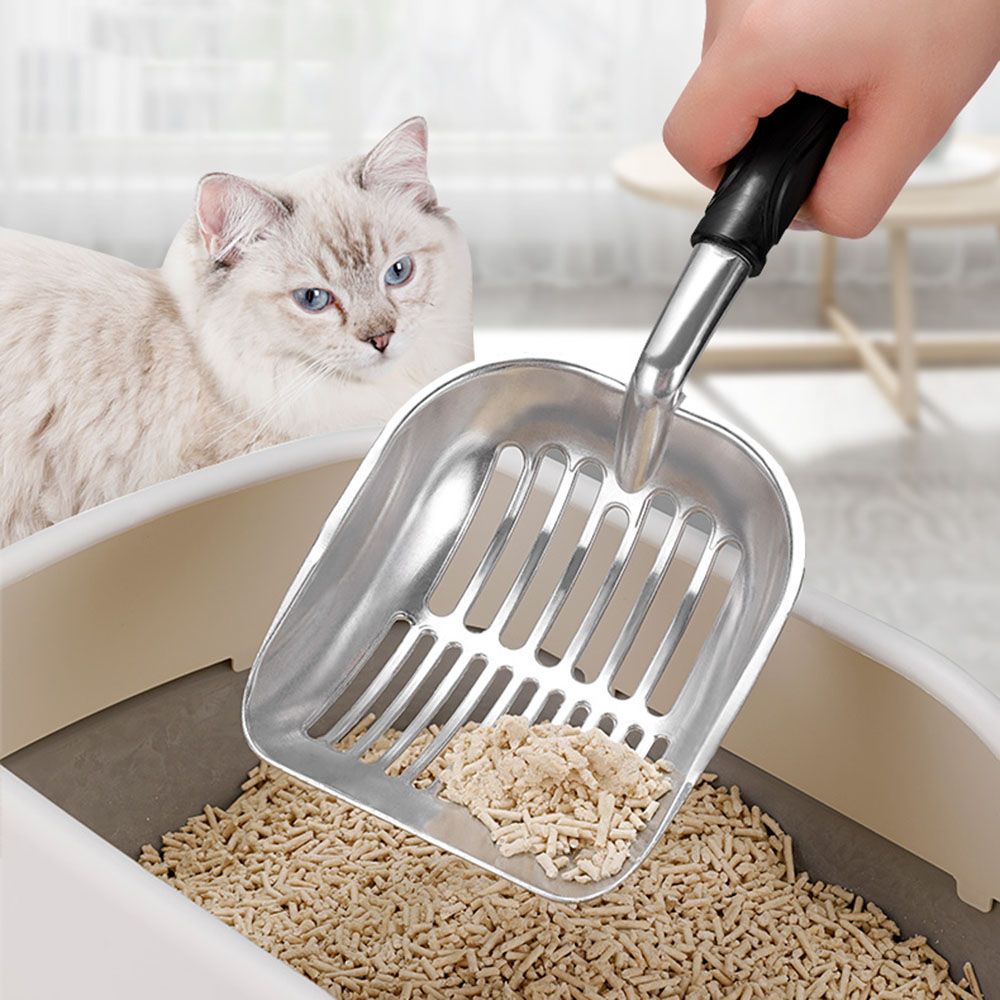 Huge Metal Cat Litter Scoop Useful Cat Litter Shovel Spoon Stainless Steel Sieve Cat-Black