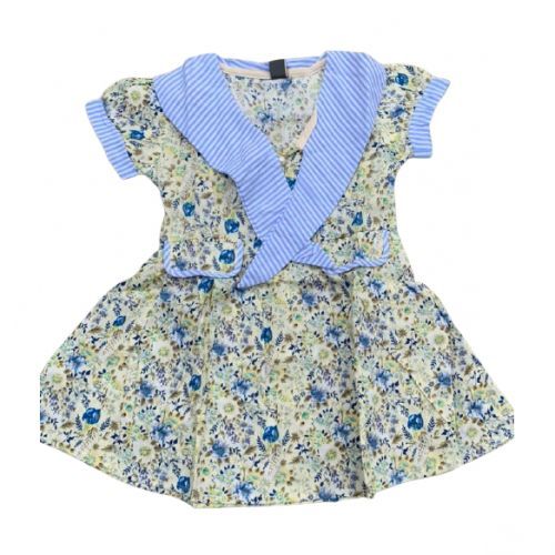 Children Button Short Sleeve Long Collar Top For Girls - 3 In 1