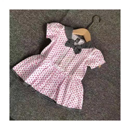 Children Button Short Sleeve Long Collar Top For Girls - 3 In 1