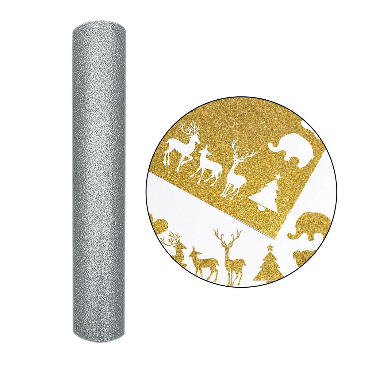 Glitter HTV Roll Heat Transfer  Sheet For  On Silver 30x50cm