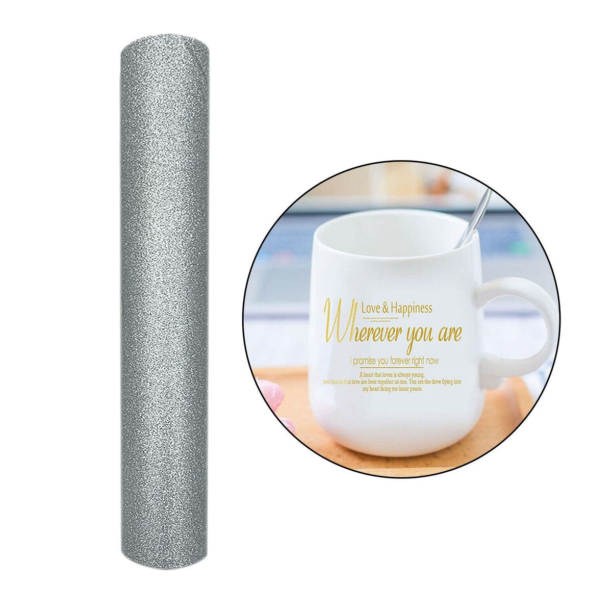Glitter HTV Roll Heat Transfer  Sheet For  On Silver 30x50cm