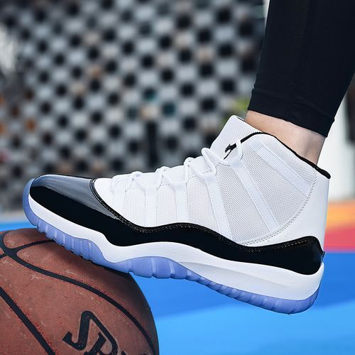High-top Sneakers Men Basketball Shoes Size 45 46 47 High Quality Outdoor Sports Shoes Students Competition Professional Athletic Basketbasll Sneakers Training Shoes Non-slip Male Footwear White