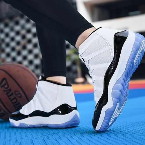 High-top Sneakers Men Basketball Shoes Size 45 46 47 High Quality Outdoor Sports Shoes Students Competition Professional Athletic Basketbasll Sneakers Training Shoes Non-slip Male Footwear White