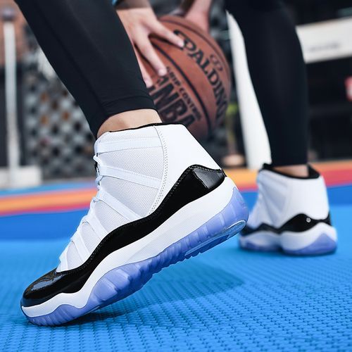 High-top Sneakers Men Basketball Shoes Size 45 46 47 High Quality Outdoor Sports Shoes Students Competition Professional Athletic Basketbasll Sneakers Training Shoes Non-slip Male Footwear White