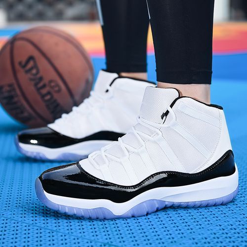 High-top Sneakers Men Basketball Shoes Size 45 46 47 High Quality Outdoor Sports Shoes Students Competition Professional Athletic Basketbasll Sneakers Training Shoes Non-slip Male Footwear White