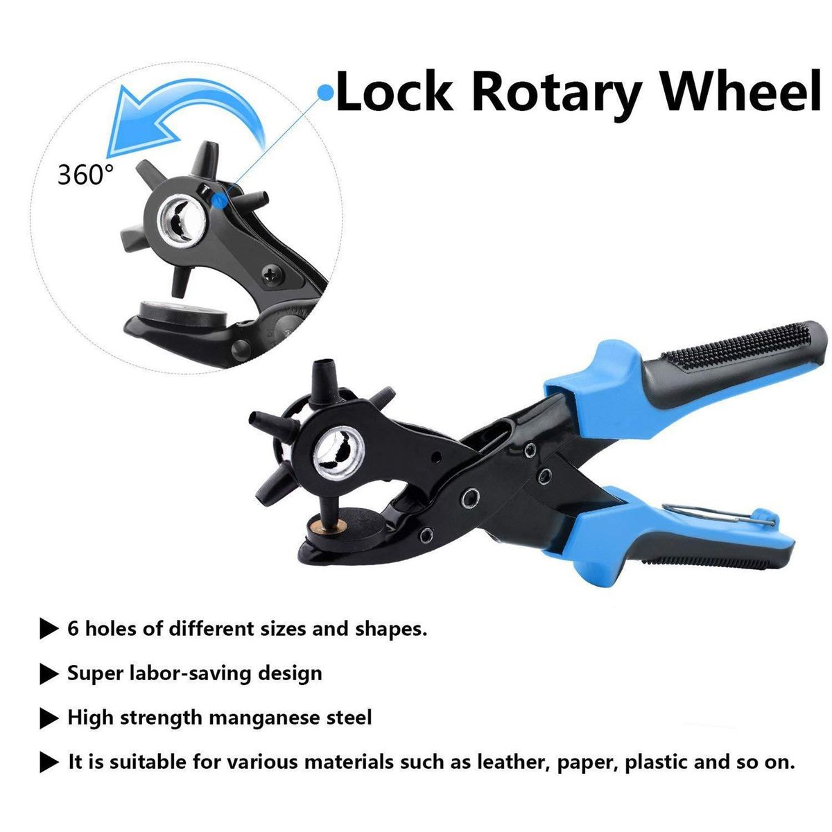 Leather Belt Hole Punch Tool Revolving Punching For Shoe Purses