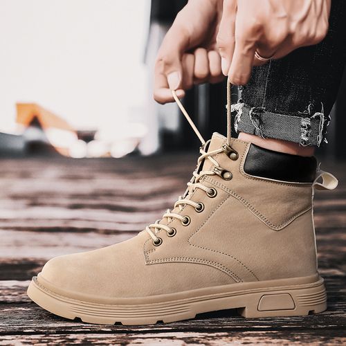 Brown Boots Men Fashion Korean Ankle Boots For Men Trend Outdoor Sneakers Shoes Men Casual High Top Canvas Shoes Men EU 39 -48