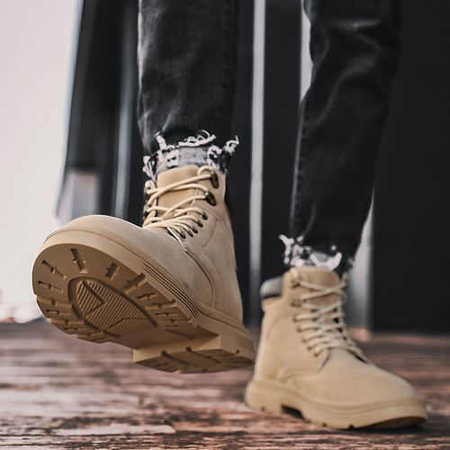 Brown Boots Men Fashion Korean Ankle Boots For Men Trend Outdoor Sneakers Shoes Men Casual High Top Canvas Shoes Men EU 39 -48