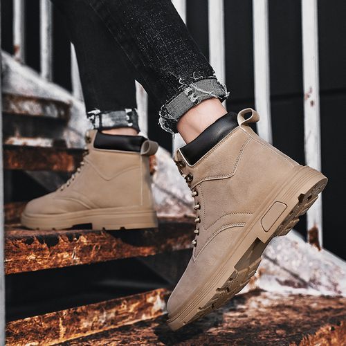 Brown Boots Men Fashion Korean Ankle Boots For Men Trend Outdoor Sneakers Shoes Men Casual High Top Canvas Shoes Men EU 39 -48