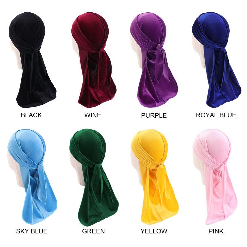 (Black)3-8 Years Unisex Kids Velvet Durags Bandana Turban Hat Doo Rag Waves Cap Headband Wraps XXA