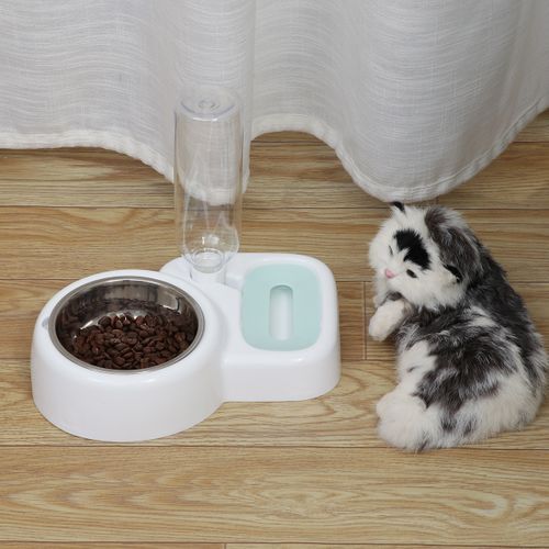 500ML 2in1Cats Dogs Automatic Pet Drinking Double Bowl White