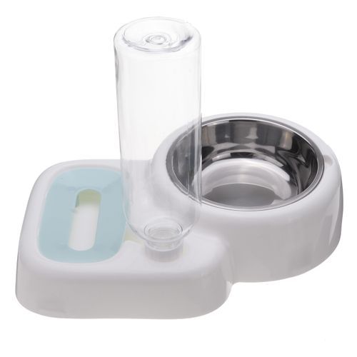 500ML 2in1Cats Dogs Automatic Pet Drinking Double Bowl White