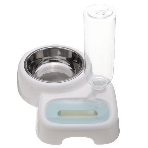 500ML 2in1Cats Dogs Automatic Pet Drinking Double Bowl White