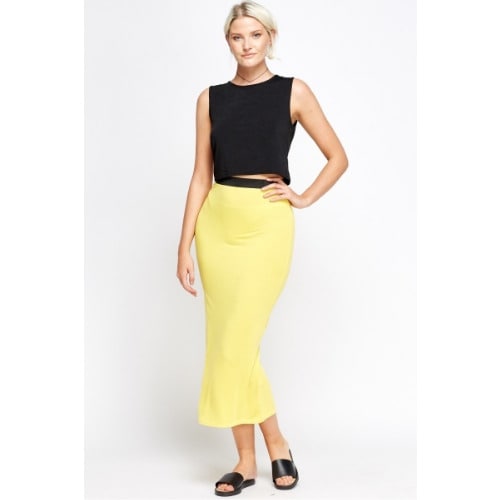 Elasticated Basic Maxi Skirt (yellow) - 0092