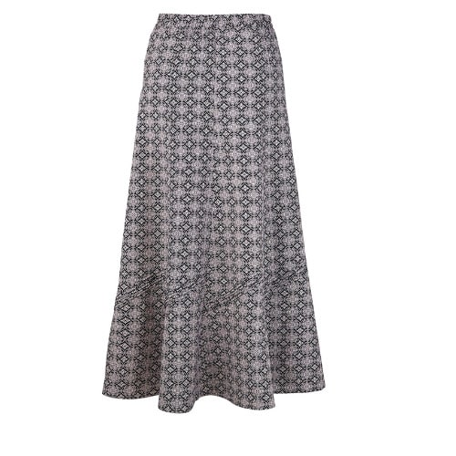 Anthology Marisota Black Stone Tile Print Linen Blend Skirt