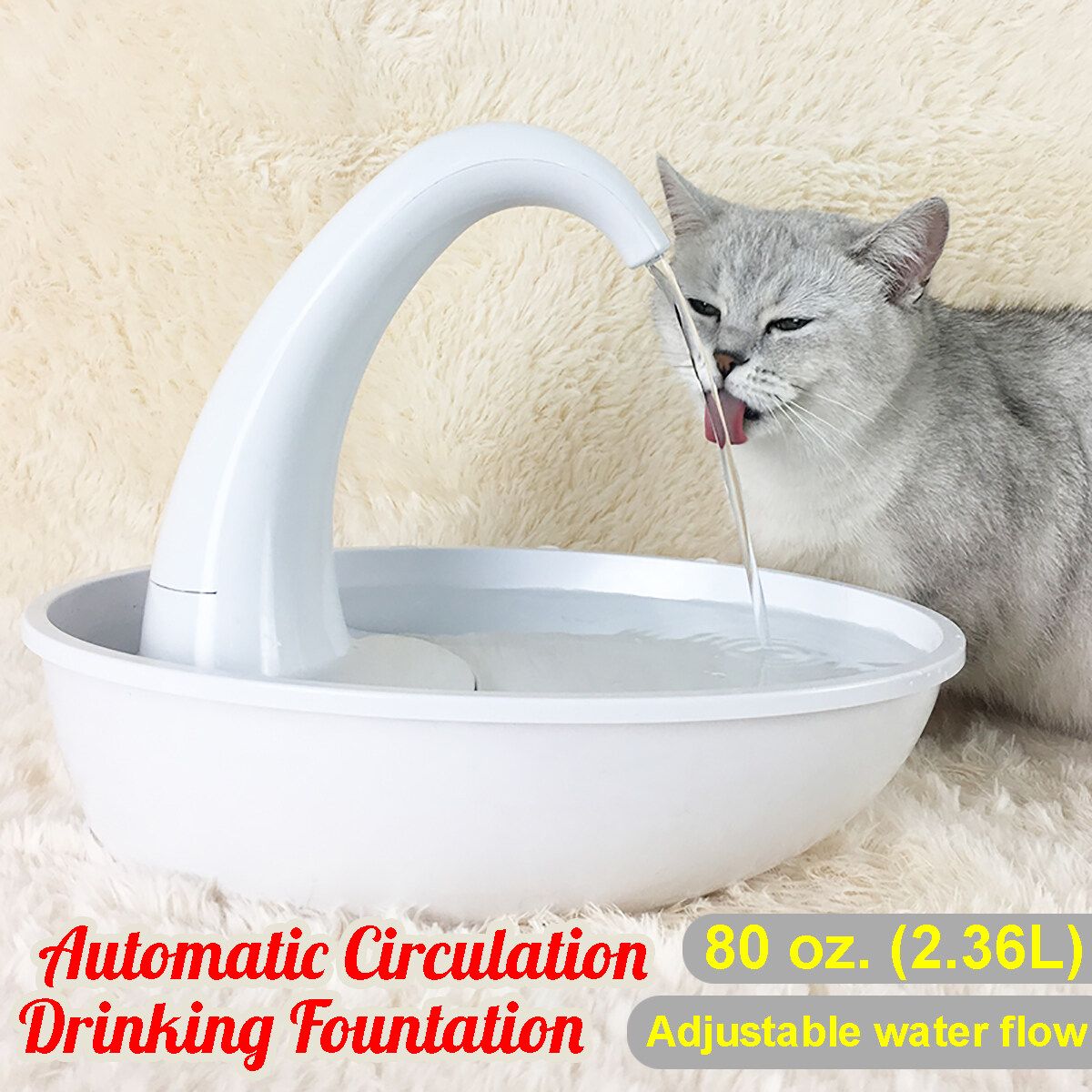2.36L Pet Cat Dog Drinking Water Fountain Automatic Electric Dispenser