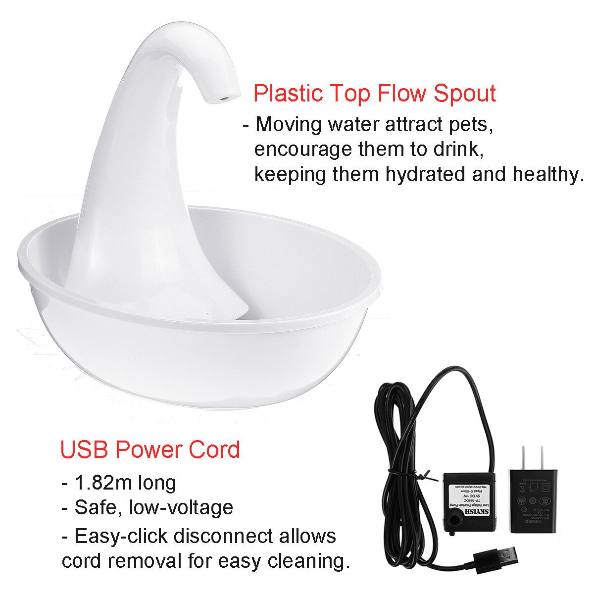 2.36L Pet Cat Dog Drinking Water Fountain Automatic Electric Dispenser