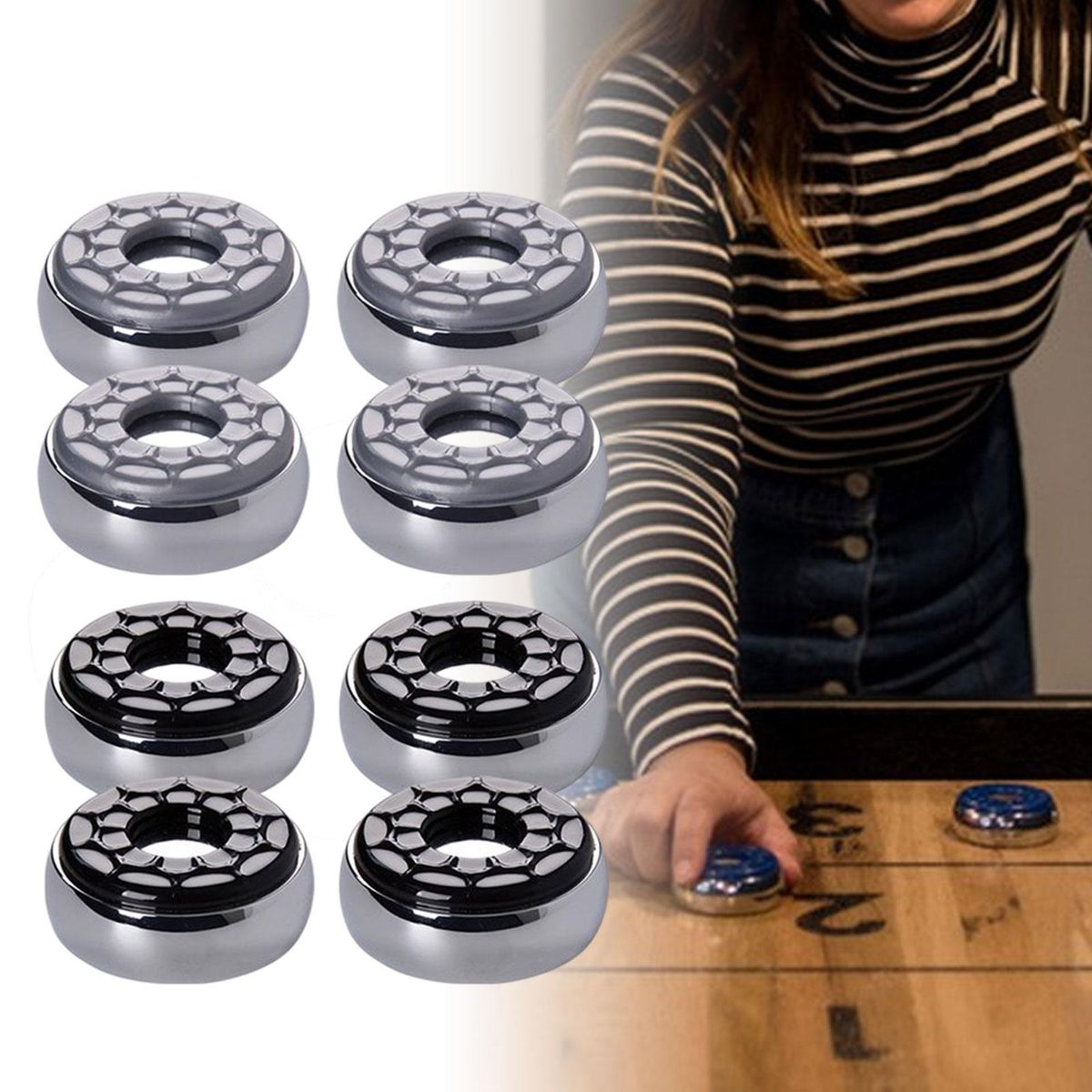 8Pcs Portable Shuffleboard Pucks Replacements For Kids