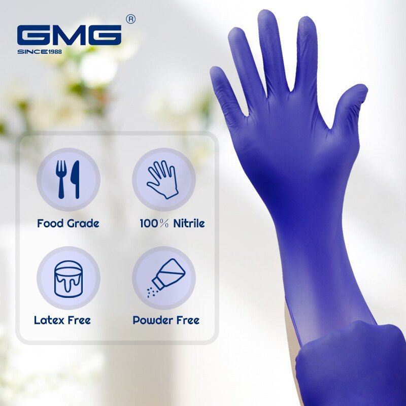 Nitrigloves 100 Pcs Black Food Household Cleaning Washing Latex-free Disposab100% NitriGlove Mechanic Safety Gloves Dark Blue S