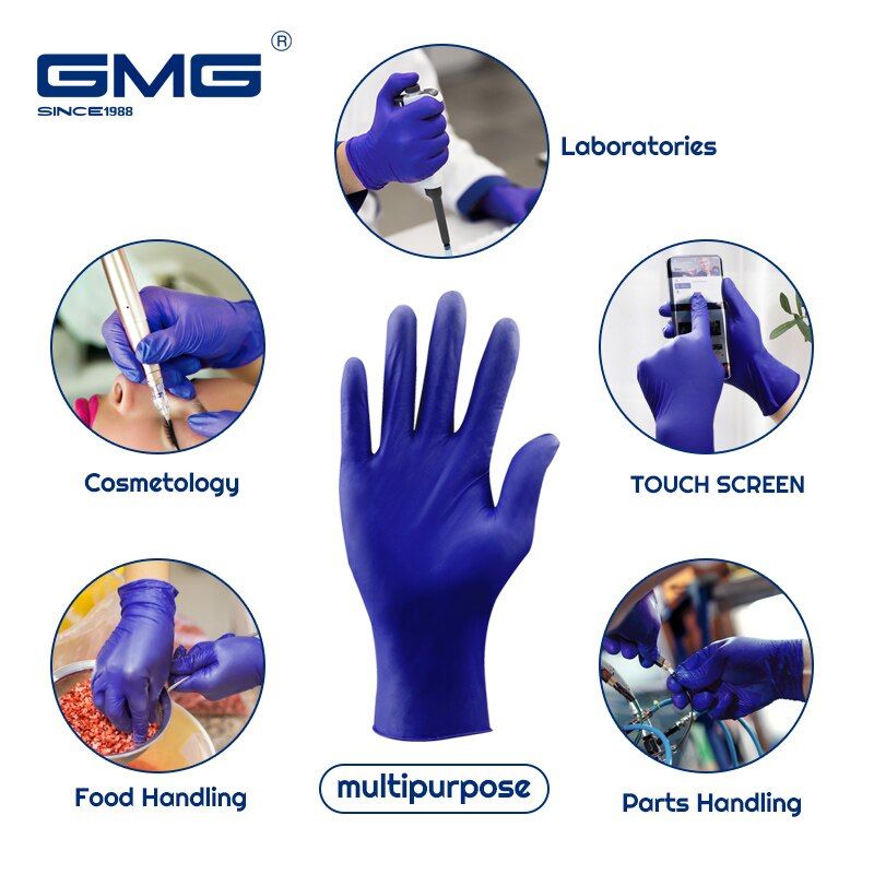Nitrigloves 100 Pcs Black Food Household Cleaning Washing Latex-free Disposab100% NitriGlove Mechanic Safety Gloves Dark Blue S
