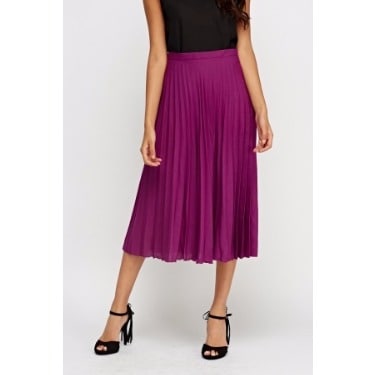 Pleated Maxi Skirt - Purple