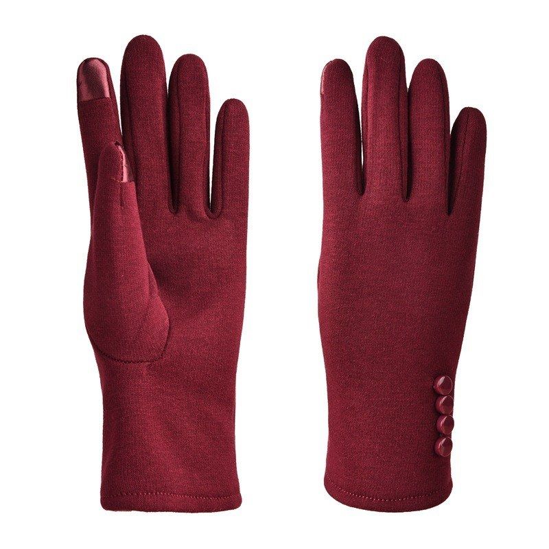Non-fleece Female Four-button Ladies Touch Screen Gloves