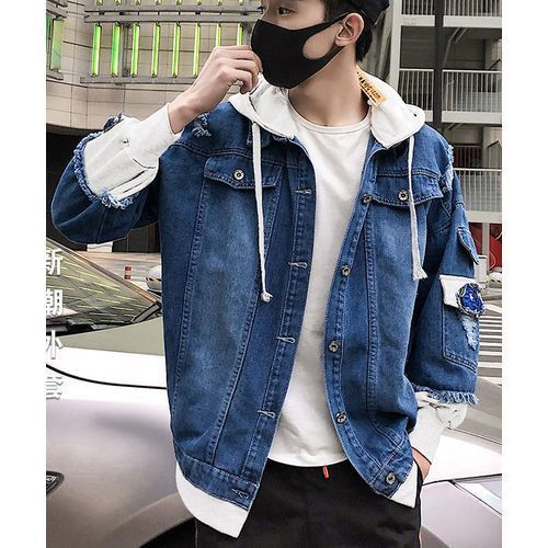 Men Denim Jeans Hoodies Slim Jackets Coat