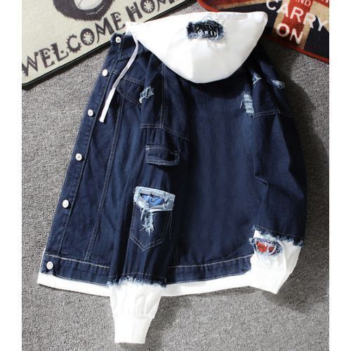 Men Denim Jeans Hoodies Slim Jackets Coat