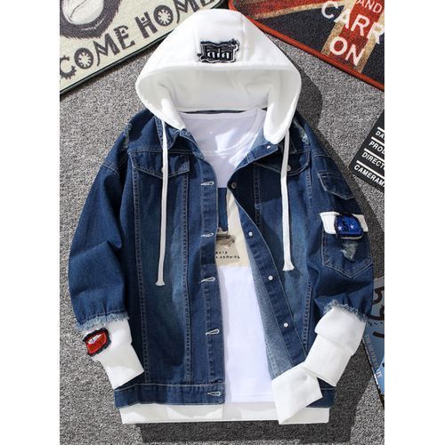 Men Denim Jeans Hoodies Slim Jackets Coat