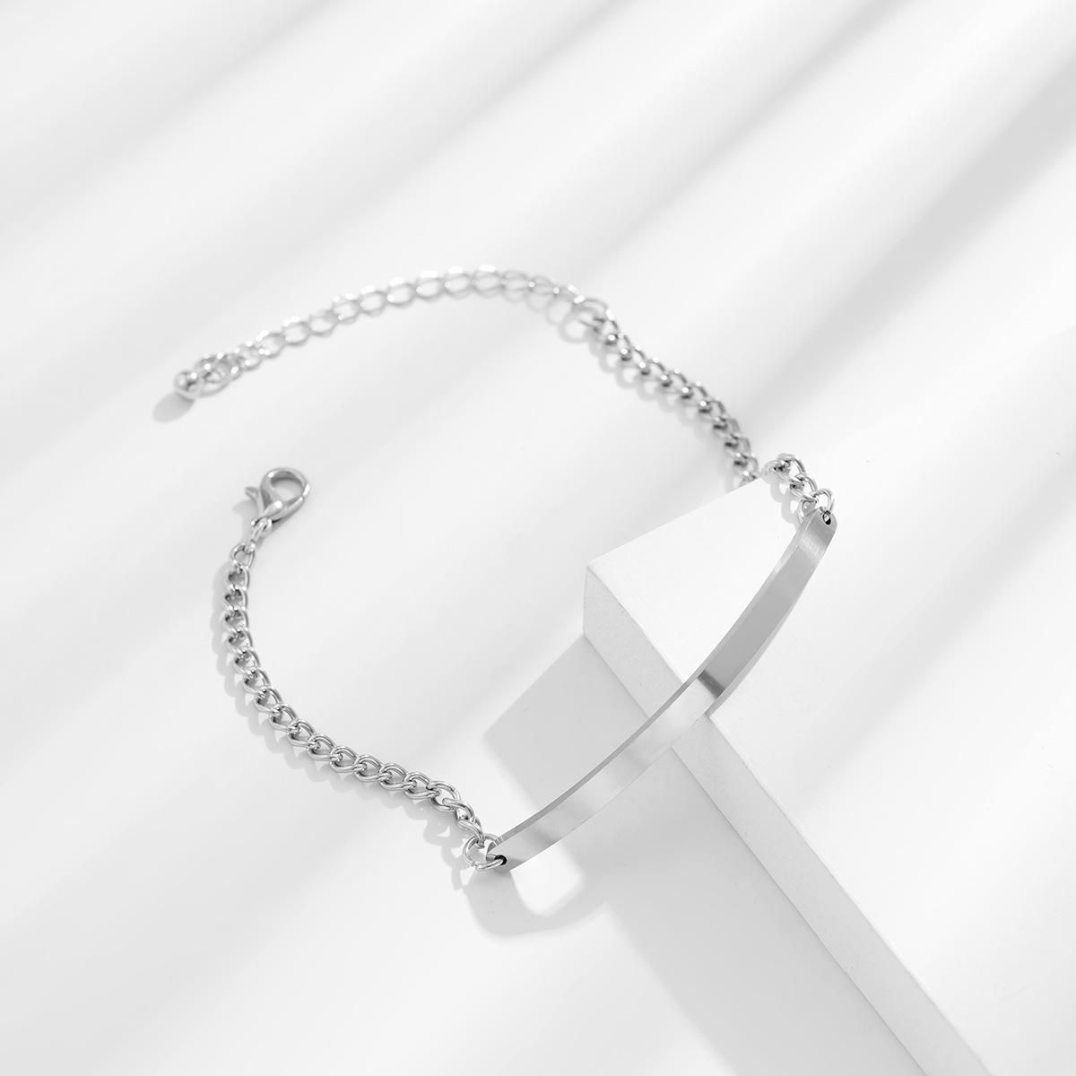 Men's Geometric Glossy Titanium Steel Long Stitching Chain Bracelet