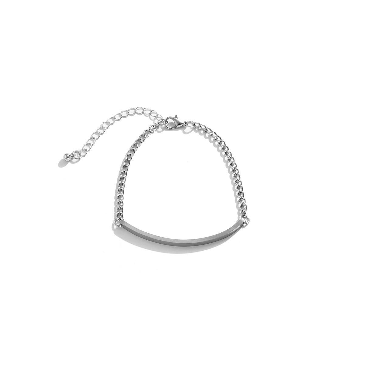 Men's Geometric Glossy Titanium Steel Long Stitching Chain Bracelet