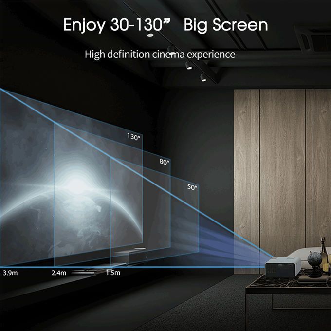Max 150 "HD Large Screen TV Projector 4K Android Wifi BT Beamer For Home Theater Cinema