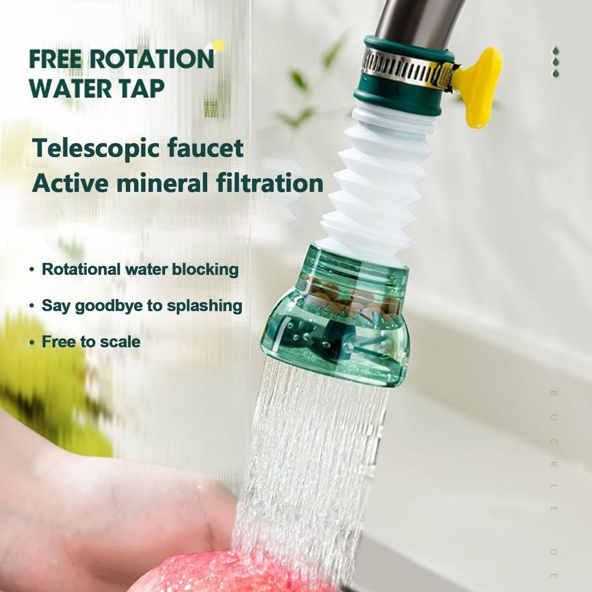 Shower Head with Medical Stone Filtration Retractable for Kitchen Green