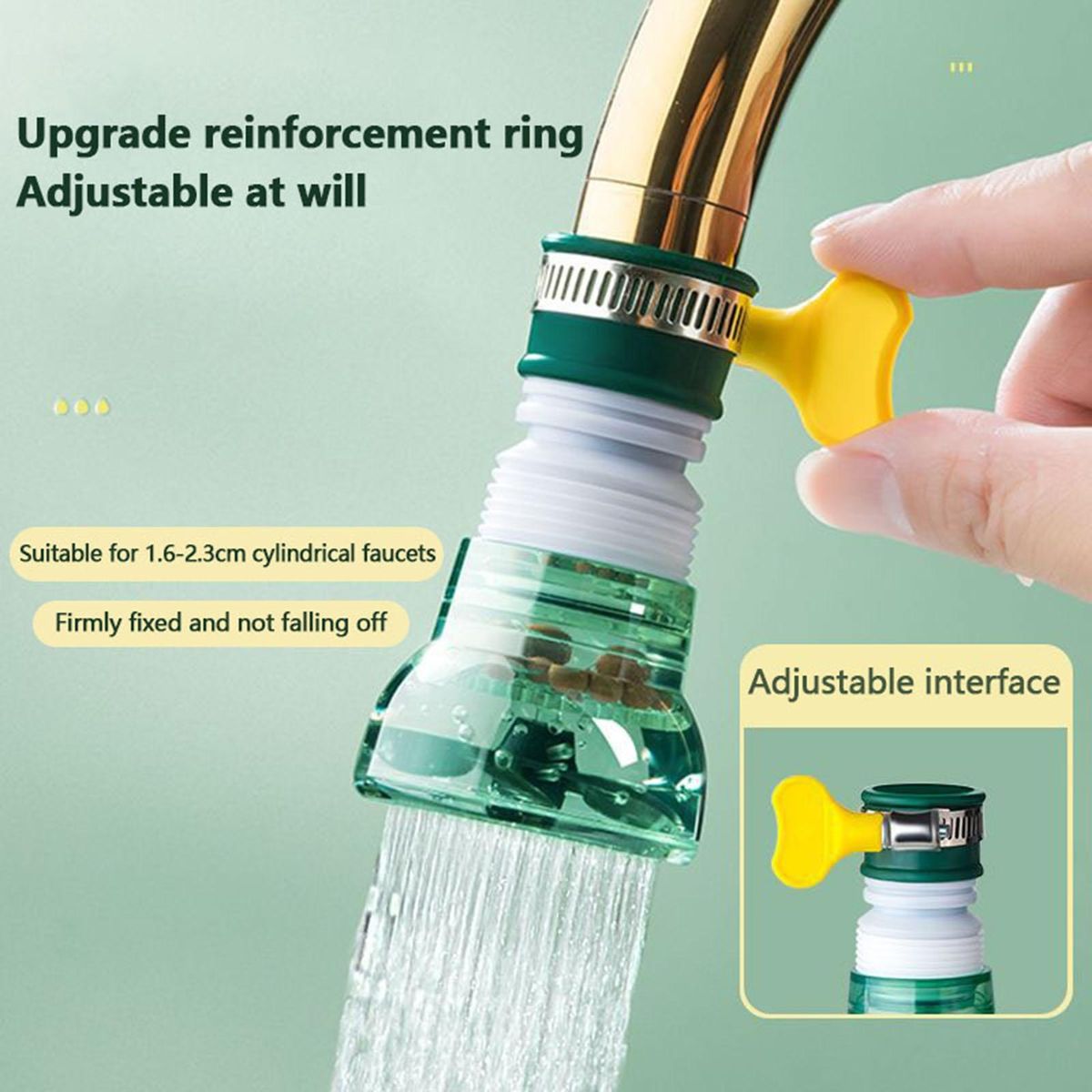 Shower Head with Medical Stone Filtration Retractable for Kitchen Green