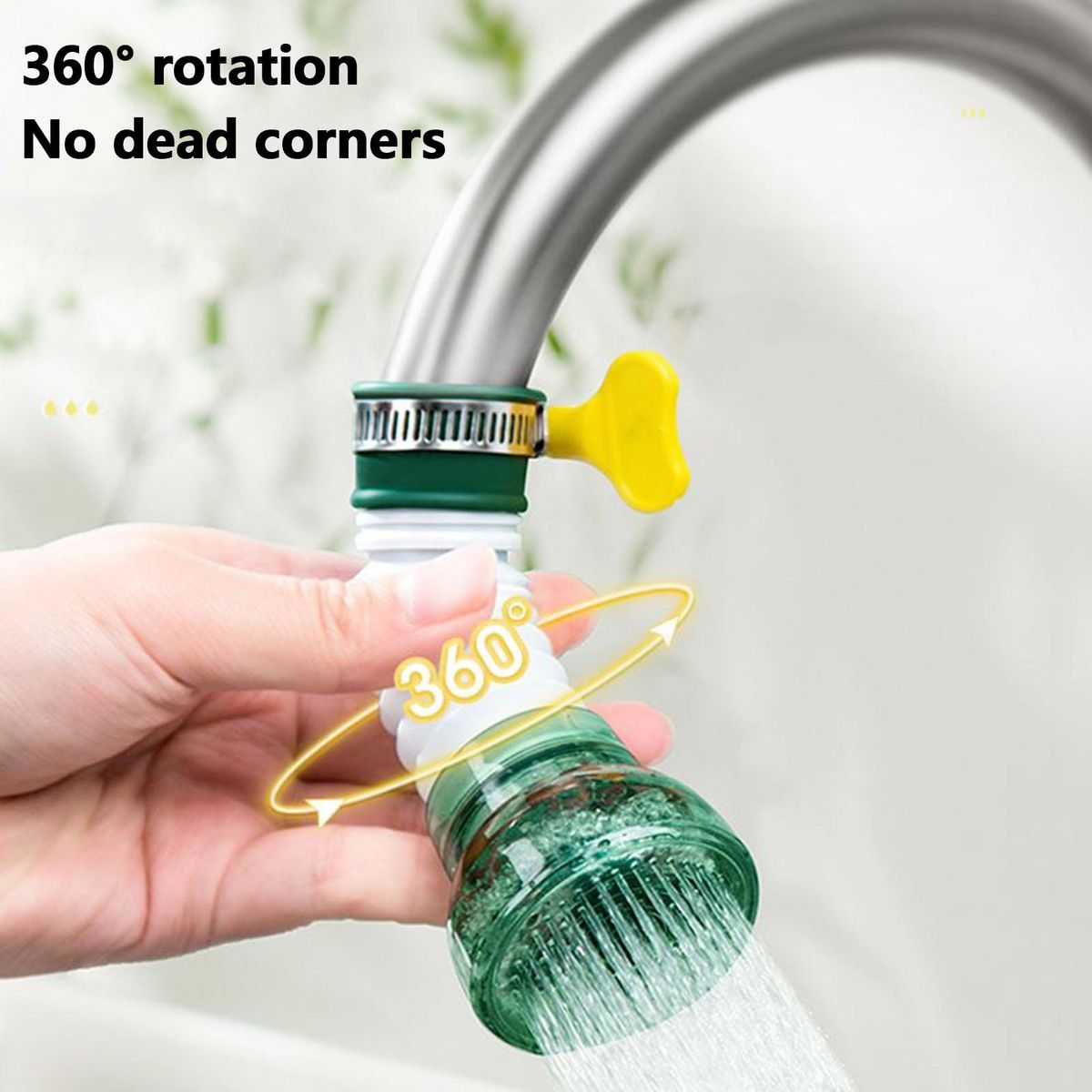 Shower Head with Medical Stone Filtration Retractable for Kitchen Green