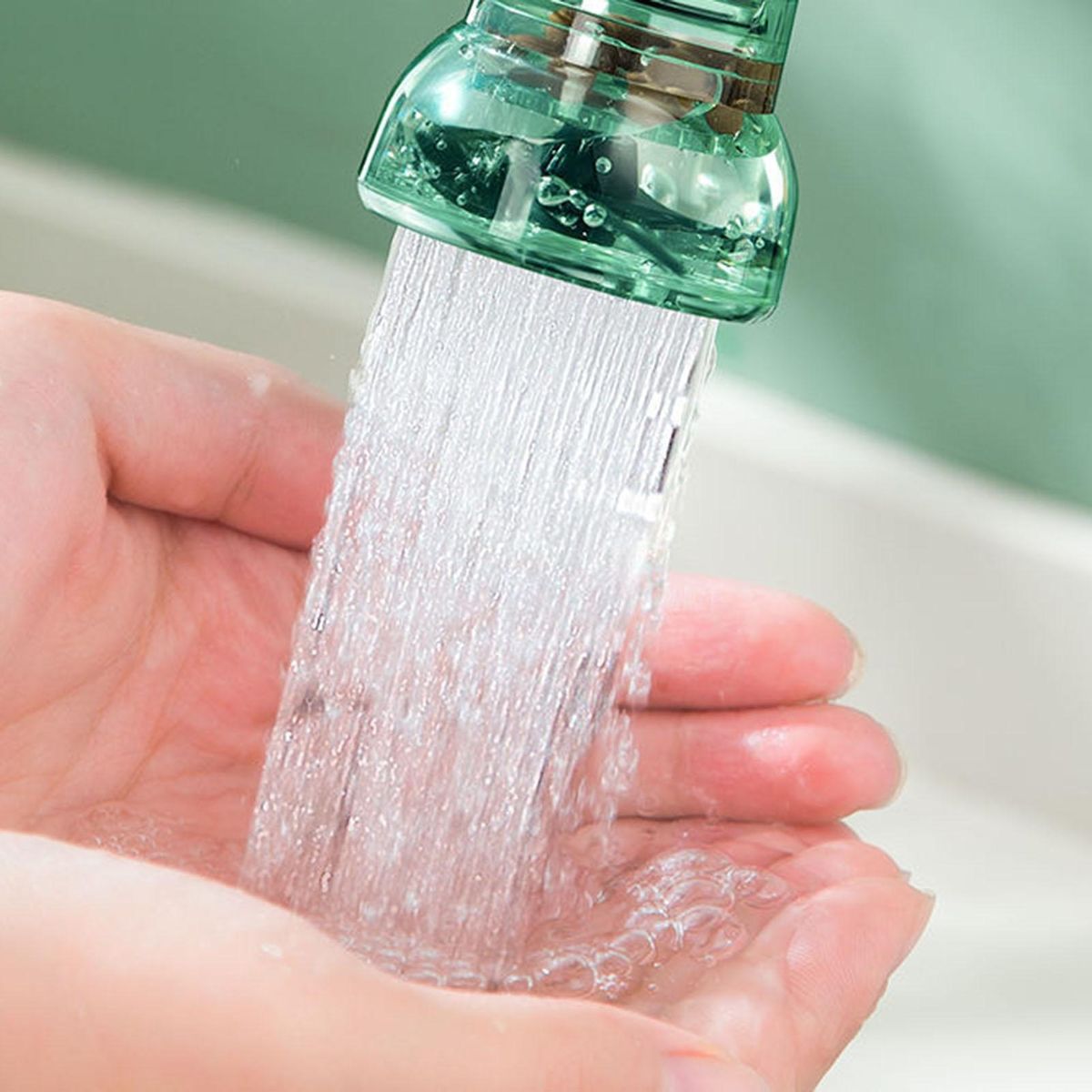 Shower Head with Medical Stone Filtration Retractable for Kitchen Green