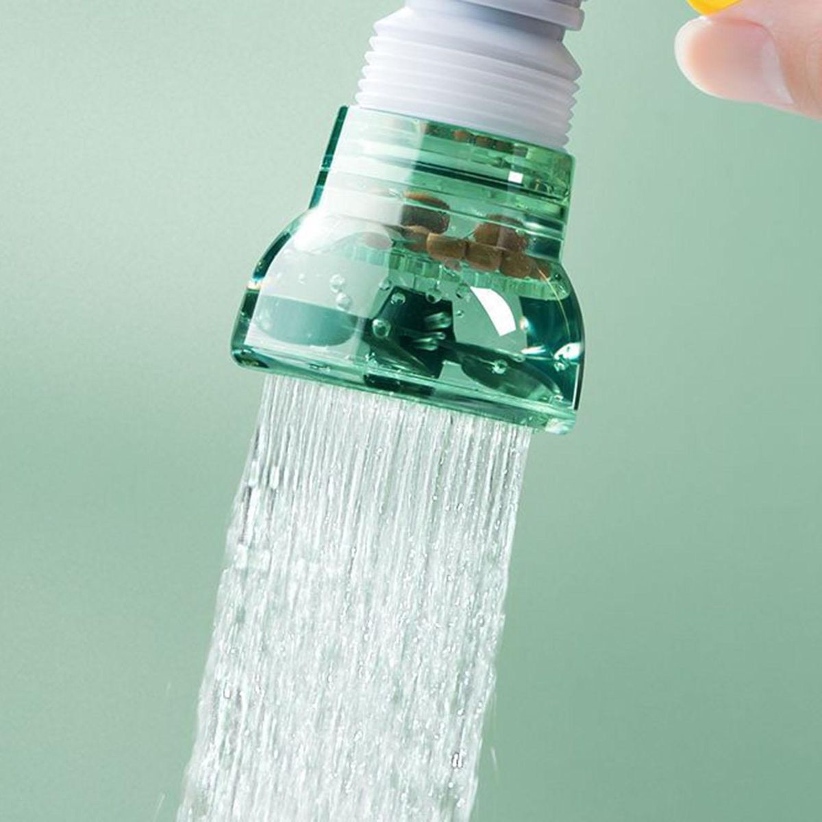 Shower Head with Medical Stone Filtration Retractable for Kitchen Green