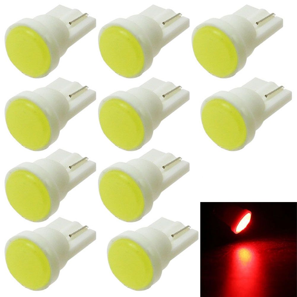 10Pcs 12V T10 W5W Car Vehicle LED Light Wedge-*Red Light