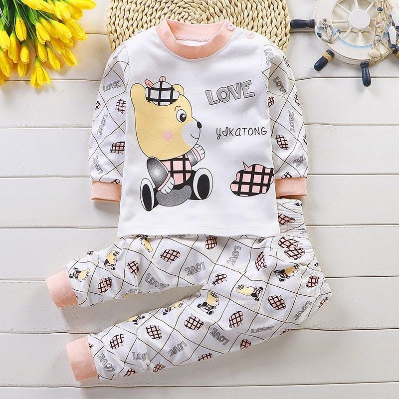 2pcs Baby Pajamas Unisex Kids Clothing Sets