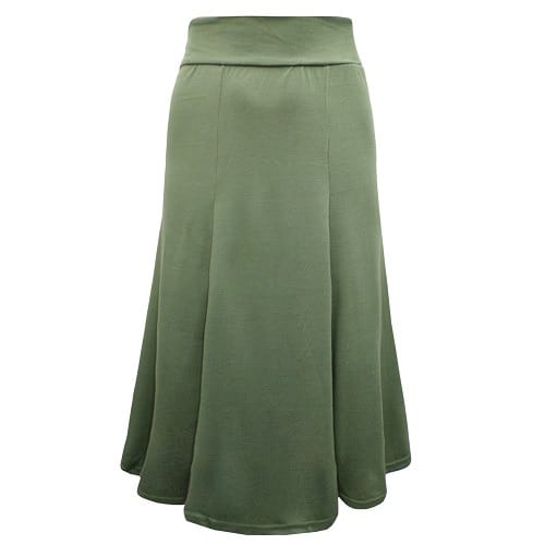 Khaki Panelled Jersey Skirt